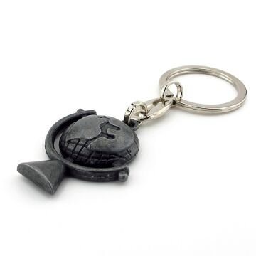 Dünya Küre Atlas Şekilli Antrasit Gri Metal Anahtarlık KC178