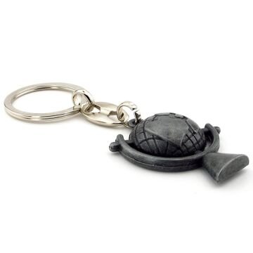 Dünya Küre Atlas Şekilli Antrasit Gri Metal Anahtarlık KC178