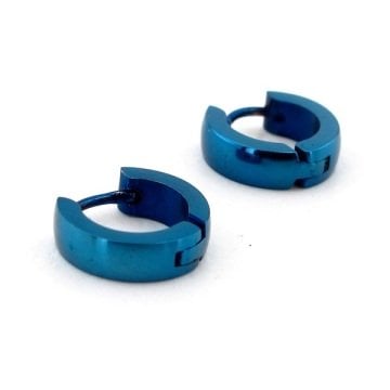 EĞİMLİ HALKA MODEL 4mm KALINLIK MAVİ ÇELİK ERKEK KÜPE E699