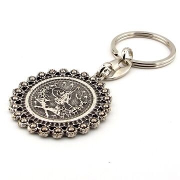 Osmanlı Tuğra Desenli Madalyon Metal Anahtarlık KC188