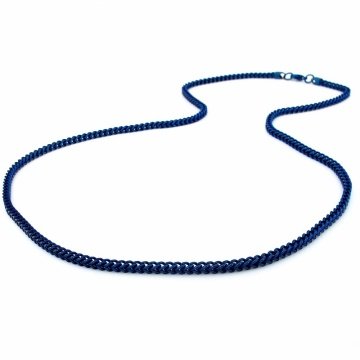 MAVİ ÇELİK 3 mm KALINLIK 65 CM UZUNLUK ZİNCİR ERKEK KOLYE Q0483