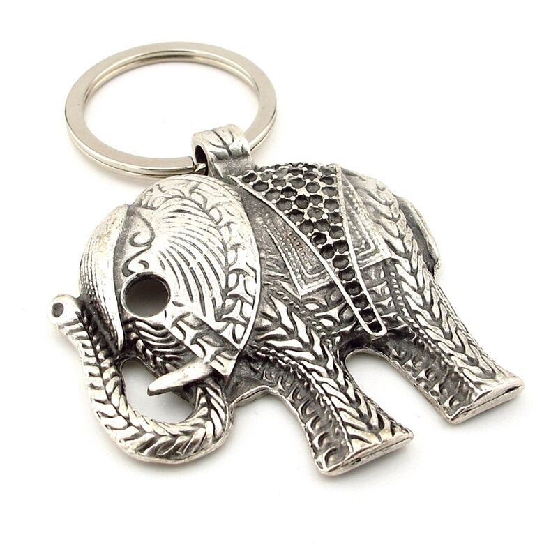 Fil Bereket Kabartma Desenli Hayvan Serisi Metal Anahtarlık KC194