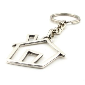 Home Ev Şeklinde Karaikatüristik Tasarım Metal Anahtarlık KC199