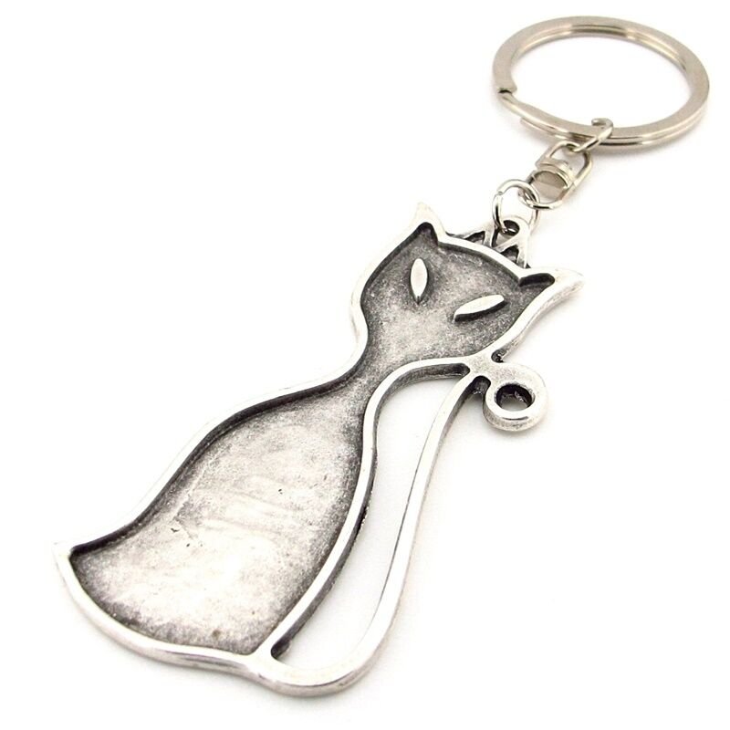 Kedi Sliüeti Hayvansever Minimal Tasarım Metal Anahtarlık KC201