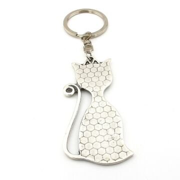 Kedi Sliüeti Hayvansever Minimal Tasarım Metal Anahtarlık KC201