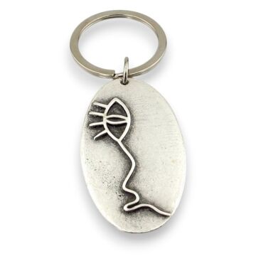 Balık Yaşam Çizim Tasarım Antik Metal Oval Anahtarlık KC203