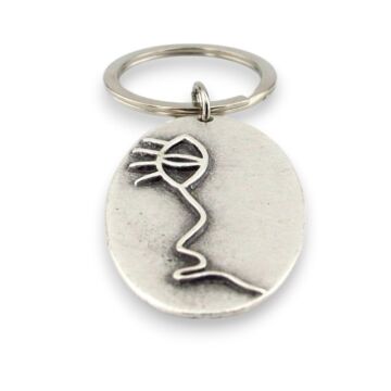 Balık Yaşam Çizim Tasarım Antik Metal Oval Anahtarlık KC203