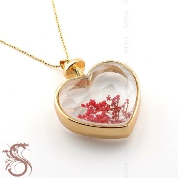 KIRMIZI KURU ÇİÇEKLİ TASARIM YAŞAM KOLYE GOLD TONE K768