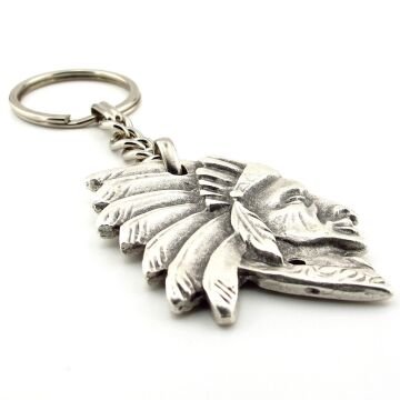 Kızılderili Kabile Şefi Silüet Antik Metal Anahtarlık KC213