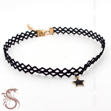 SİYAH YILDIZ DANTEL CHOKER TASMA BAYAN KOLYE K778