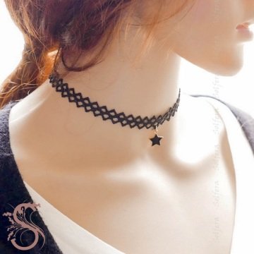 SİYAH YILDIZ DANTEL CHOKER TASMA BAYAN KOLYE K778