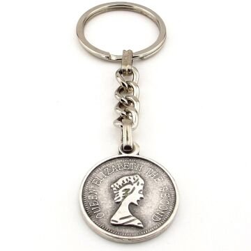 İngiliz Sikke Şeklinde Kraliçe Elizabeth Metal Anahtarlık KC221