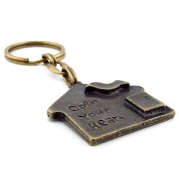 Home Ev Şeklinde Karikatüristik Çatıdaki Kuş Bronz Metal Anahtarlık KC228