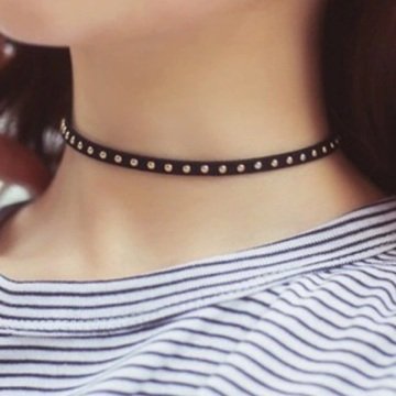 SİYAH SARI NOKTALI CHOKER TASMA KADIN KOLYE Q0080
