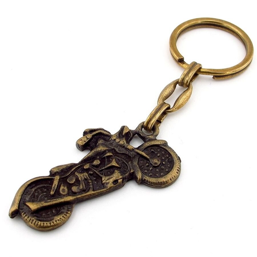 Chopper Cruiser Motosiklet Motor Şeklinde Antik Bronz Metal Anahtarlık KC240