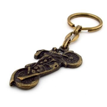 Chopper Cruiser Motosiklet Motor Şeklinde Antik Bronz Metal Anahtarlık KC240