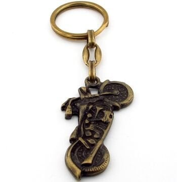 Chopper Cruiser Motosiklet Motor Şeklinde Antik Bronz Metal Anahtarlık KC240