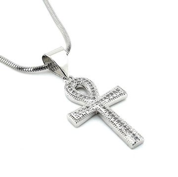 ANKH YAŞAM HAYAT ANTİK MISIR ZİRKON ÇELİK KADIN KOLYE Q0533