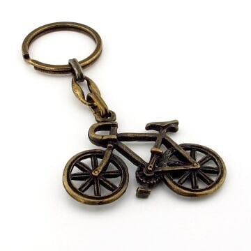 Bisiklet Şekilli Vintage Retro Antik Sarı Bronz Eskitme Metal Anahtarlık KC242