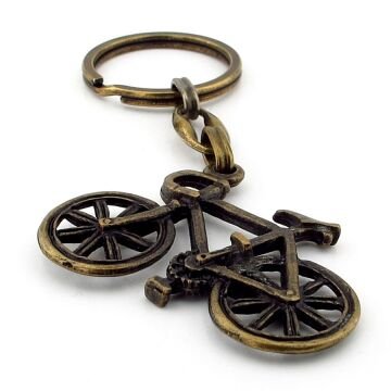 Bisiklet Şekilli Vintage Retro Antik Sarı Bronz Eskitme Metal Anahtarlık KC242
