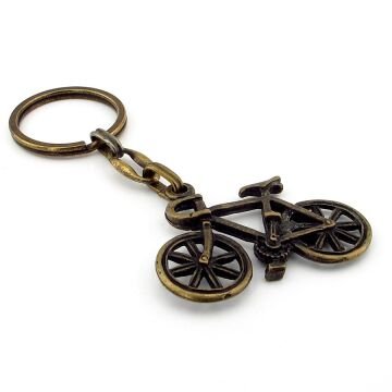 Bisiklet Şekilli Vintage Retro Antik Sarı Bronz Eskitme Metal Anahtarlık KC242