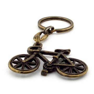 Bisiklet Şekilli Vintage Retro Antik Sarı Bronz Eskitme Metal Anahtarlık KC242