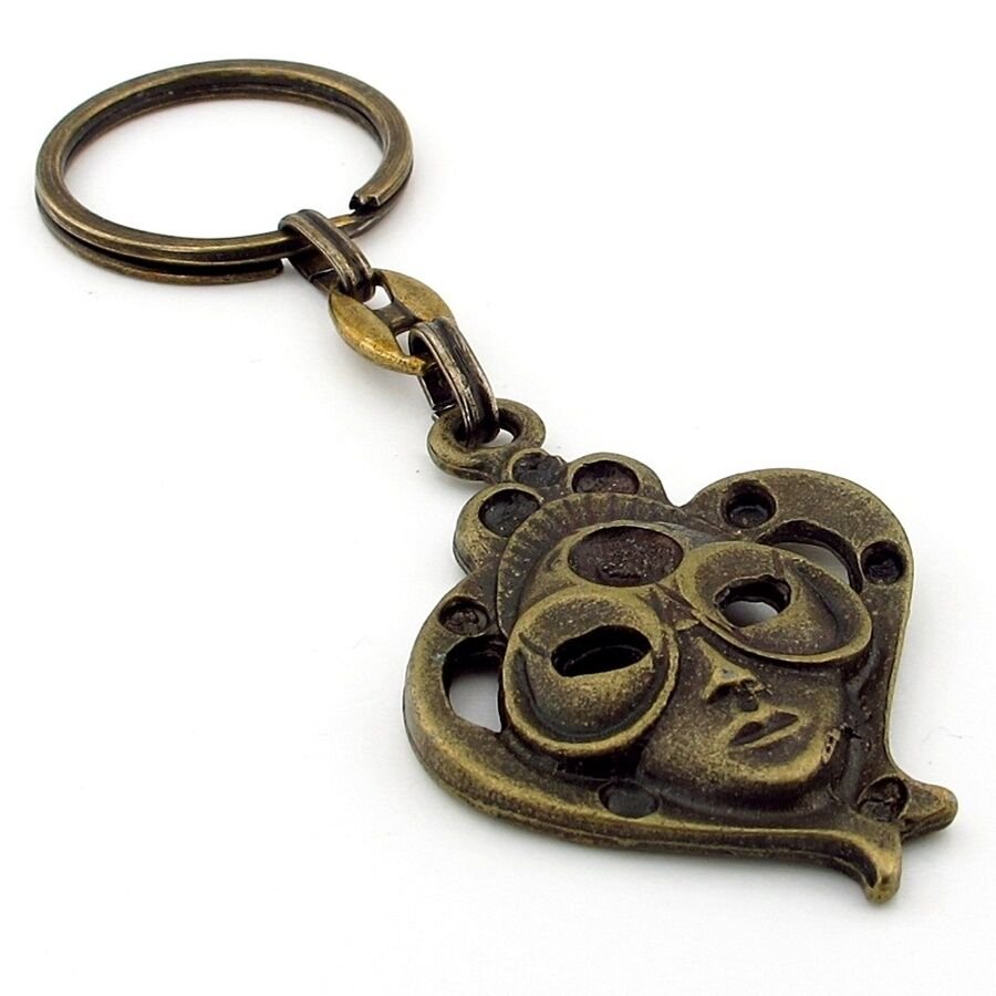 Venedik Festival Maskesi Persona Sarı Eskitme Antik Metal Anahtarlık KC243