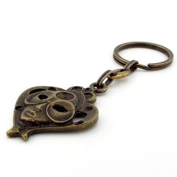 Venedik Festival Maskesi Persona Sarı Eskitme Antik Metal Anahtarlık KC243