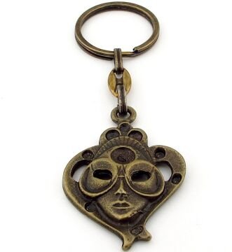 Venedik Festival Maskesi Persona Sarı Eskitme Antik Metal Anahtarlık KC243