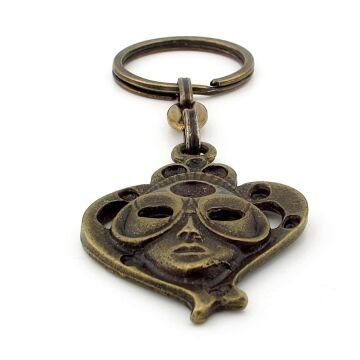 Venedik Festival Maskesi Persona Sarı Eskitme Antik Metal Anahtarlık KC243