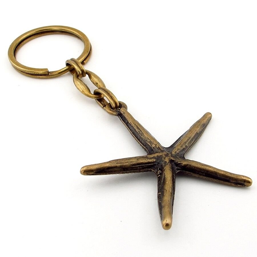 Deniz Yıldızı Sahil Plaj Kumsal Yaz Temalı Bronz Eskitme Metal Anahtarlık KC253