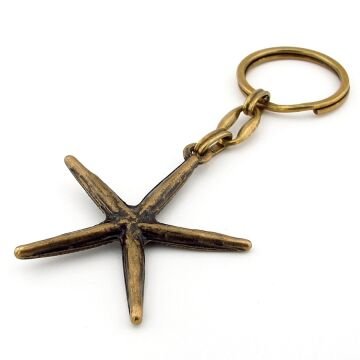 Deniz Yıldızı Sahil Plaj Kumsal Yaz Temalı Bronz Eskitme Metal Anahtarlık KC253