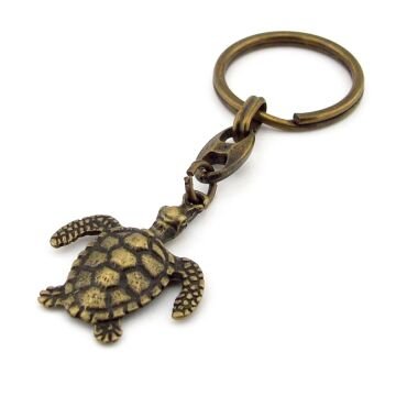 Deniz Kaplumbağası Okyanus Resif Antik Sarı Bronz Metal Anahtarlık KC255