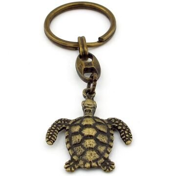 Deniz Kaplumbağası Okyanus Resif Antik Sarı Bronz Metal Anahtarlık KC255