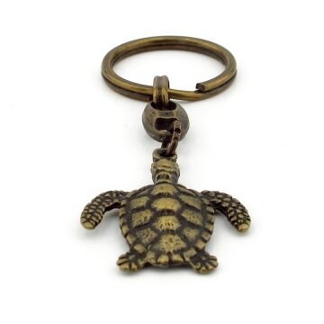 Deniz Kaplumbağası Okyanus Resif Antik Sarı Bronz Metal Anahtarlık KC255