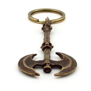 Savaş Baltası Savaşçı Antik Sarı Bronz Eskitme Metal Anahtarlık KC257