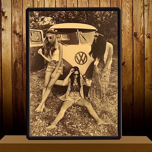 VOLKSWAGEN MİNİBÜS VOS VOS RETRO HİPPİ KRAFT POSTER AF010