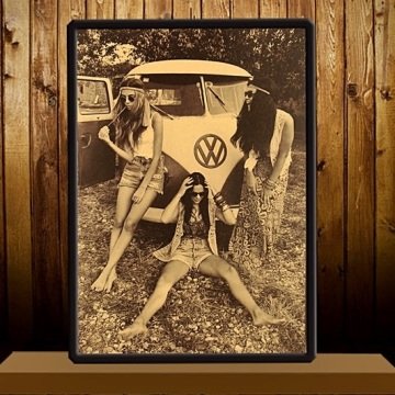 VOLKSWAGEN MİNİBÜS VOS VOS RETRO HİPPİ KRAFT POSTER AF010