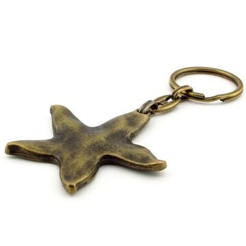 Deniz Yıldızı Sahil Plaj Kumsal Yaz Teması Bronz Antik Sarı Metal Anahtarlık KC258