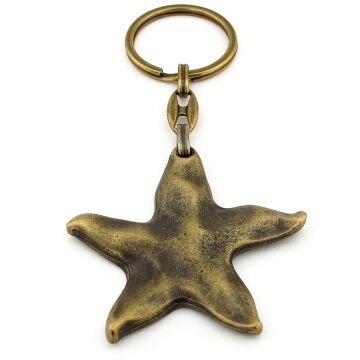 Deniz Yıldızı Sahil Plaj Kumsal Yaz Teması Bronz Antik Sarı Metal Anahtarlık KC258