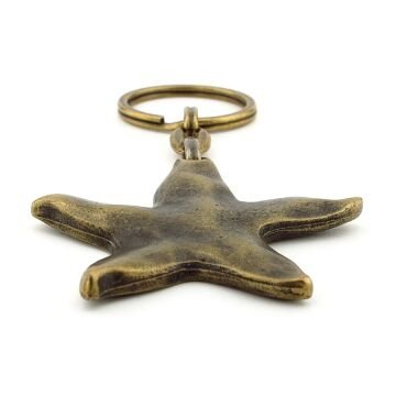 Deniz Yıldızı Sahil Plaj Kumsal Yaz Teması Bronz Antik Sarı Metal Anahtarlık KC258