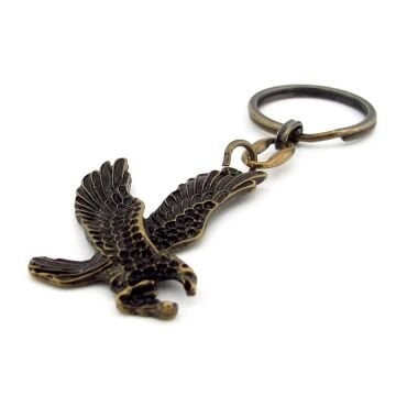 Kartal Yırtıcı Kuş Avcı Eskitme Bronz Antik Sarı Metal Anahtarlık KC259