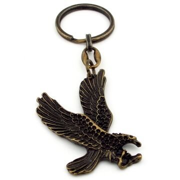 Kartal Yırtıcı Kuş Avcı Eskitme Bronz Antik Sarı Metal Anahtarlık KC259