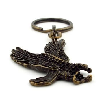 Kartal Yırtıcı Kuş Avcı Eskitme Bronz Antik Sarı Metal Anahtarlık KC259
