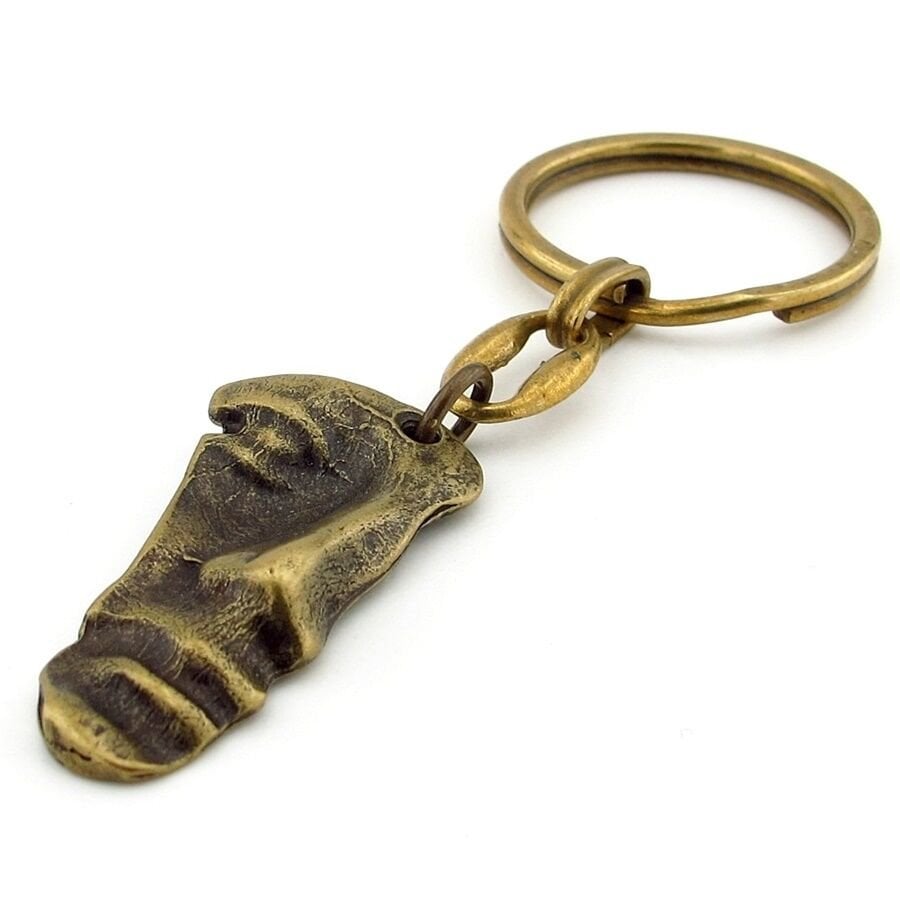Yarım Surat Yüz Çehre Eskitme Bronz Antik Sarı Metal Anahtarlık KC260
