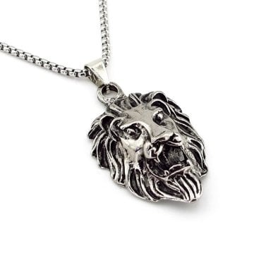 KABARTMA ASLAN KAFASI PASLANMAZ ÇELİK ERKEK KOLYE ZİNCİR Q0554