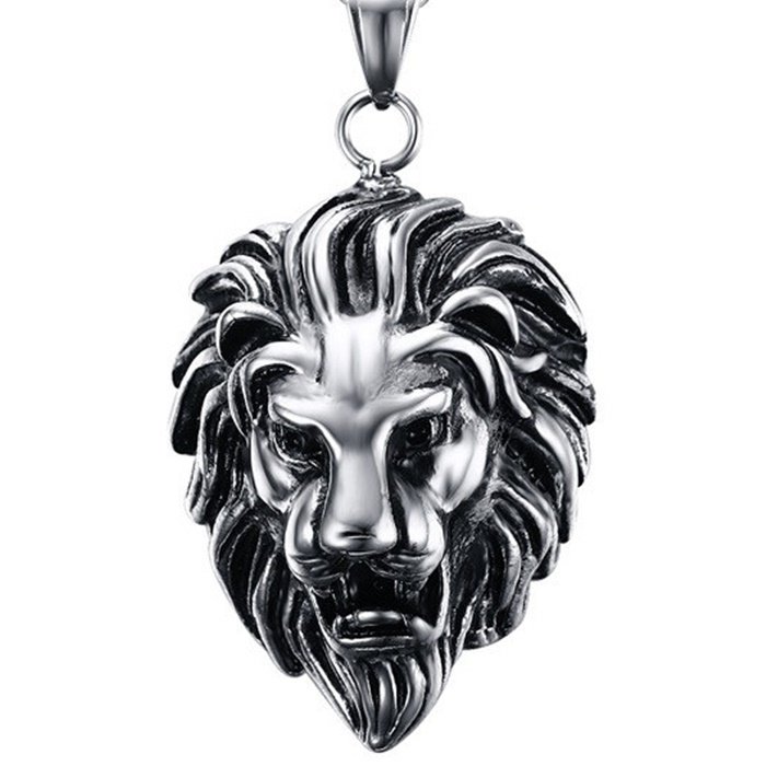 KABARTMA ASLAN KAFASI PASLANMAZ ÇELİK ERKEK KOLYE ZİNCİR Q0554