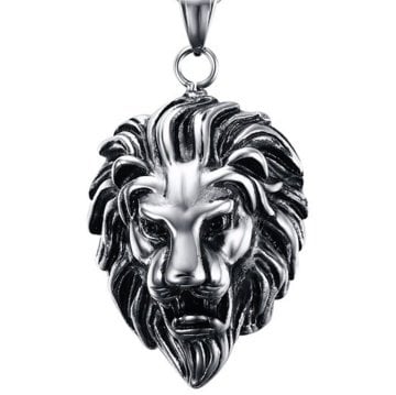 KABARTMA ASLAN KAFASI PASLANMAZ ÇELİK ERKEK KOLYE ZİNCİR Q0554