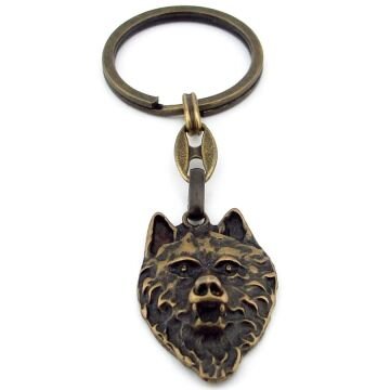 Kurt Şeklinde Eskitme Bronz Antik Sarı Metal Anahtarlık KC264