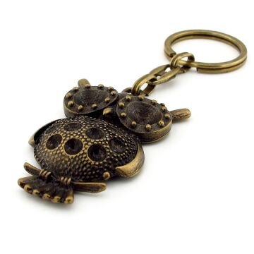 Baykuş Gece Hayvanı Orman Antik Sarı Eskitme Metal Anahtarlık KC265